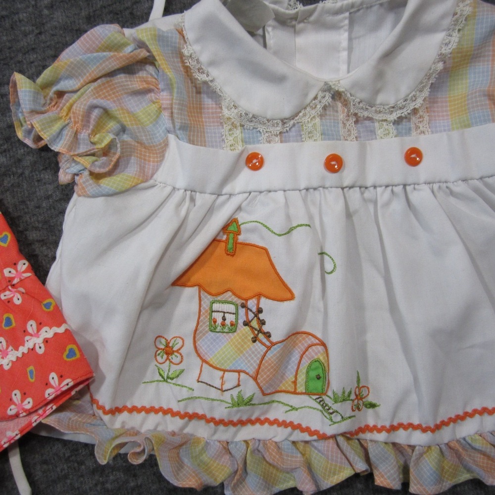 Vintage Baby Clothes Lot Outfit Cute Colorful Classic Heirloom Handmade 70s 80s - Picture 11 of 14